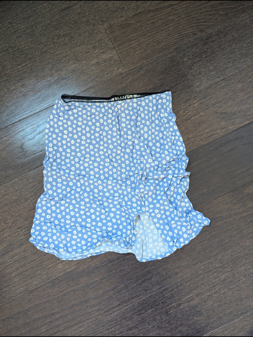 Audrey 3+1 Light Blue Daisy Print Ruffle Mini Skirt